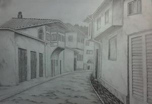 dzinina-street-sarajevo, biljana-reynolds, pencil drawing, artist, realism