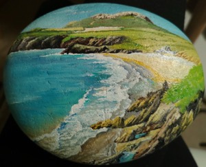 whitesands-beach-pembrokeshire, biljana-reynolds, oil painting, artist, realism